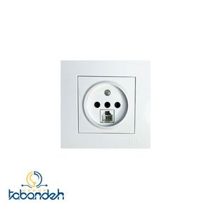 پریز تلفن دوکاره BEKER مدل آسان سفید با قاب سفید